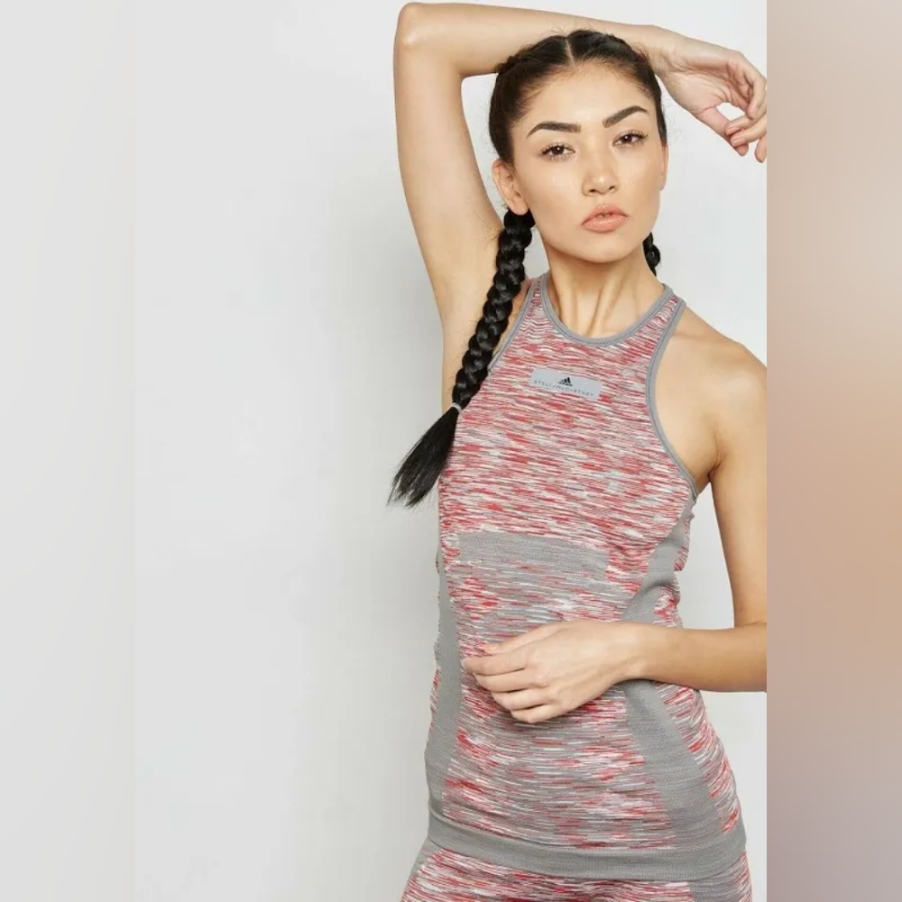 adidas Stella McCartney CG1946 Seamless Yoga Tank, XS Grey/Pink